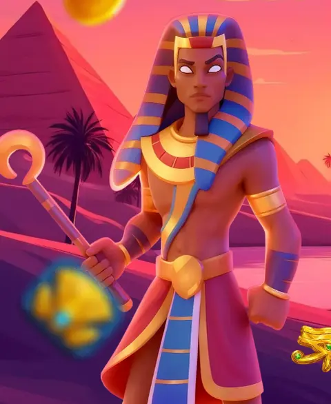 Mostbet pharaoh character from the Sun of Egypt promo for Ghana